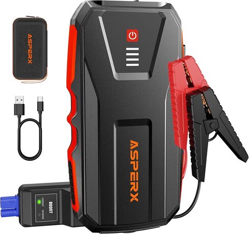 ASPERX Jump Starter, 3000A Car Battery Jump Starter, Battery Pack(Up to 10.0L Gas or 8.0L Diesel Engine), 12V Battery Booster Jump Starter with Carry Bag Jumper Cables, LED Light in Saudi Arabia