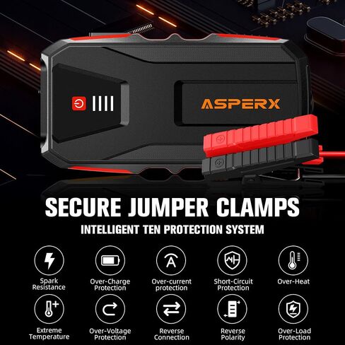 ASPERX Jump Starter, 3000A Car Battery Jump Starter, Battery Pack(Up to 10.0L Gas or 8.0L Diesel Engine), 12V Battery Booster Jump Starter with Carry Bag Jumper Cables, LED Light in Saudi Arabia