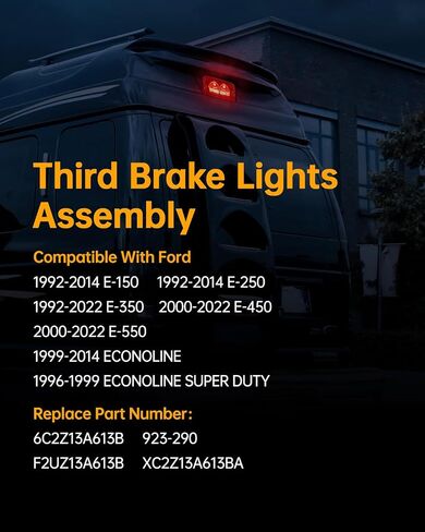 OKLPF Center High Mount Stop Light Compatible With 1992-2022 Ford E150 E250 E350 E450 E550 Econoline Super Duty,Third Brake Lights Assembly Replace 923-290,6C2Z13A613B,F2UZ13A613B,XC2Z13A613BA in Kuwait