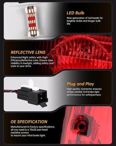 OKLPF Center High Mount Stop Light Compatible With 1992-2022 Ford E150 E250 E350 E450 E550 Econoline Super Duty,Third Brake Lights Assembly Replace 923-290,6C2Z13A613B,F2UZ13A613B,XC2Z13A613BA in Kuwait