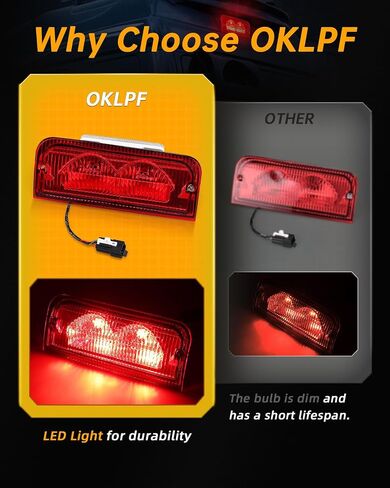 OKLPF Center High Mount Stop Light Compatible With 1992-2022 Ford E150 E250 E350 E450 E550 Econoline Super Duty,Third Brake Lights Assembly Replace 923-290,6C2Z13A613B,F2UZ13A613B,XC2Z13A613BA in Kuwait