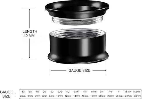 Gauges for Ears, Internally Threaded Stainless Steel Black Double Flared Tunnel Piercing Jewelry Stretcher Ear Plug Earring Lobe Tunnel for Men Women in Saudi Arabia