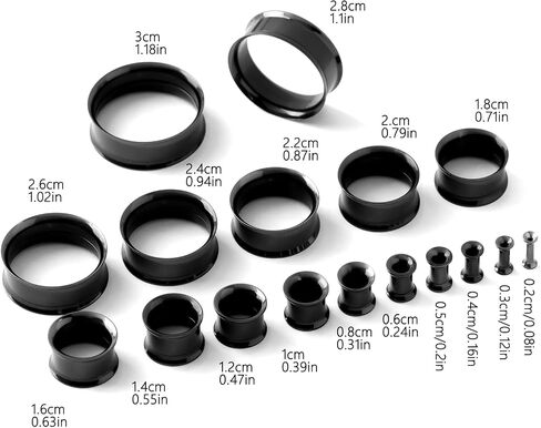 Gauges for Ears, Internally Threaded Stainless Steel Black Double Flared Tunnel Piercing Jewelry Stretcher Ear Plug Earring Lobe Tunnel for Men Women in Saudi Arabia