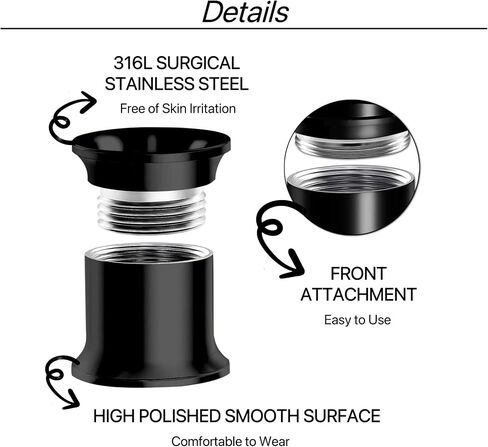 Gauges for Ears, Internally Threaded Stainless Steel Black Double Flared Tunnel Piercing Jewelry Stretcher Ear Plug Earring Lobe Tunnel for Men Women in Saudi Arabia