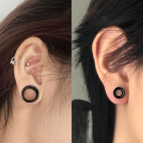 Gauges for Ears, Internally Threaded Stainless Steel Black Double Flared Tunnel Piercing Jewelry Stretcher Ear Plug Earring Lobe Tunnel for Men Women in Saudi Arabia