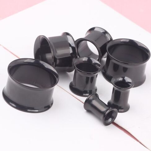 Gauges for Ears, Internally Threaded Stainless Steel Black Double Flared Tunnel Piercing Jewelry Stretcher Ear Plug Earring Lobe Tunnel for Men Women in Saudi Arabia