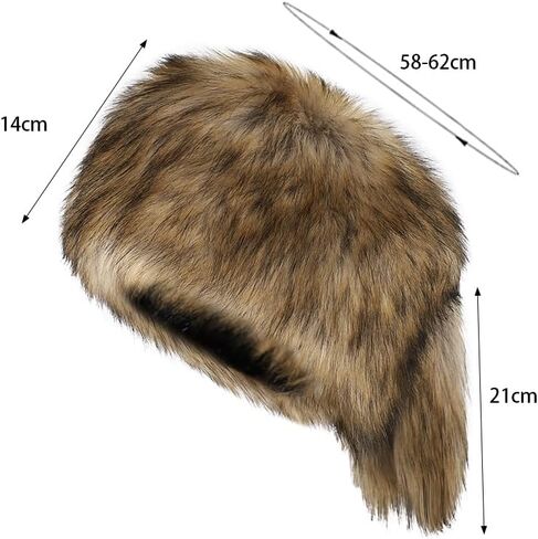 haozaikeji Faux Fur Cossack Hat Furry Ushanka Hat Russian Style Trapper Hat Winter Warm Trim Hat for Women Men in Kuwait