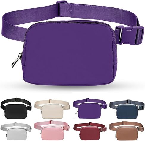Crossbody Fanny Pack for Women, Mini Belt Bag 1L with Adjustable Strap 32" to 51", Small Waist Bag for Travel Running in Kuwait