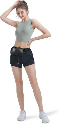 Crossbody Fanny Pack for Women, Mini Belt Bag 1L with Adjustable Strap 32" to 51", Small Waist Bag for Travel Running in Kuwait