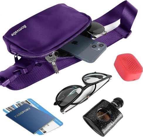 Crossbody Fanny Pack for Women, Mini Belt Bag 1L with Adjustable Strap 32" to 51", Small Waist Bag for Travel Running in Kuwait