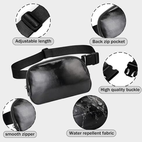 Crossbody Fanny Pack for Women, Mini Belt Bag 1L with Adjustable Strap 32" to 51", Small Waist Bag for Travel Running in Kuwait