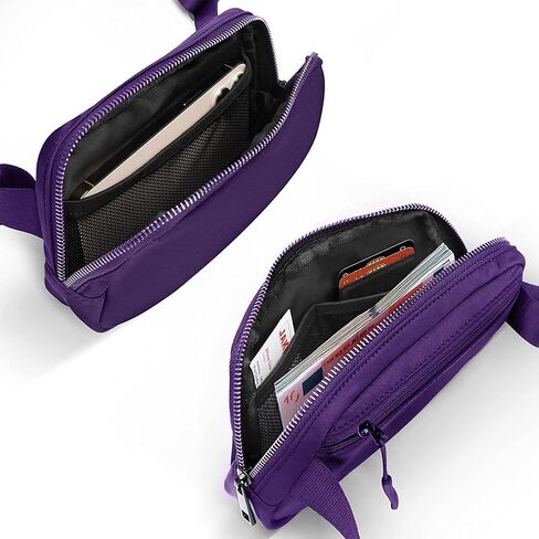 Crossbody Fanny Pack for Women, Mini Belt Bag 1L with Adjustable Strap 32" to 51", Small Waist Bag for Travel Running in Kuwait