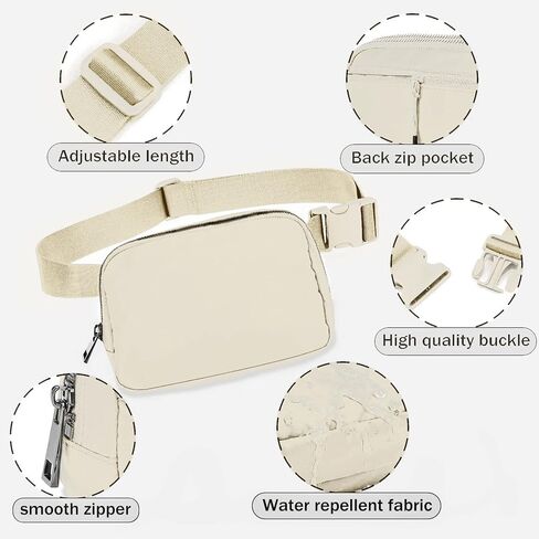 Crossbody Fanny Pack for Women, Mini Belt Bag 1L with Adjustable Strap 32" to 51", Small Waist Bag for Travel Running in Kuwait
