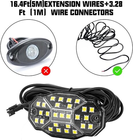Winunite 8 Pods White Rock Lights، 27 شريحة زاوية كاملة، أسلاك تمديد 4M لكل ضوء، 6000K أبيض نقي، أضواء صخرية مقاومة للماء للشاحنات والمقطورات والسيارات الدفع الرباعي ATV UTV القوارب in Saudi Arabia