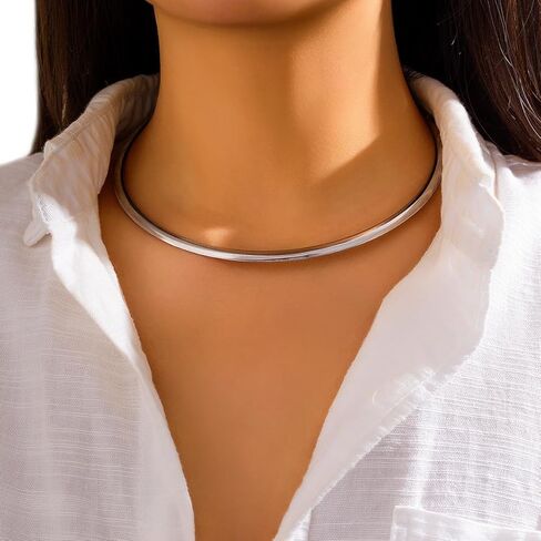 Simple Metal Collar Necklace Open Round Clavicle Chain Summer Beach Body Chain Jewelry Festival Statement Collar Choker Necklace for Women in Kuwait