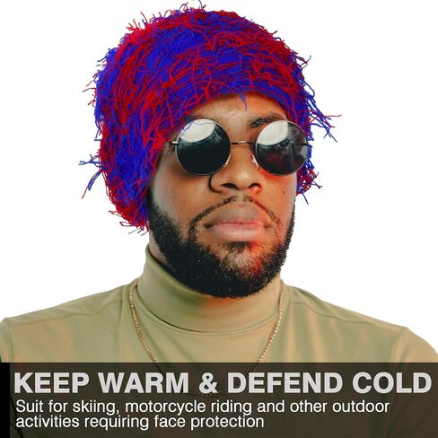 Distressed Balaclava Ski Mask Knitted Full Face Windproof Winter Premium Yeat Ski Mask for Men Women Cream in Saudi Arabia