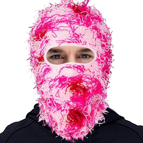Distressed Balaclava Ski Mask Knitted Full Face Windproof Winter Premium Yeat Ski Mask for Men Women Cream in Saudi Arabia