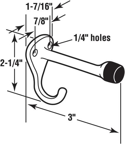 Prime-Line 656-6626-T Hook and Bumper, 3-1/8 In. Projection, Cast Zamak Construction, Chrome Plated Finish (Single Pack) in Kuwait