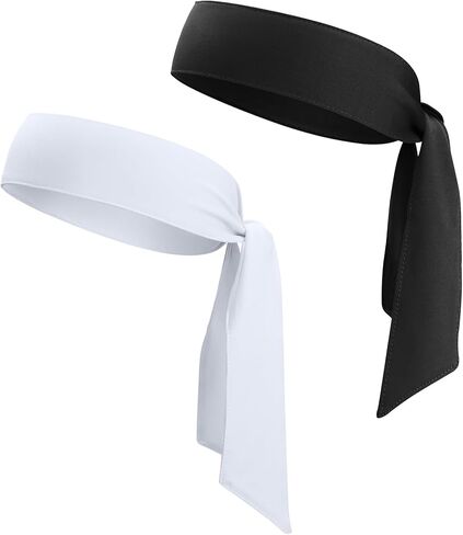 Head Ties Headband for Men & Women (2 Pack) Sport Headbands Adjustable Hair Band Scarf Wrap Bandana for Tennis Basketball Soccer Running Workout Yoga Gym Cycling Fitness Under Helmet Liner Headwear in Saudi Arabia