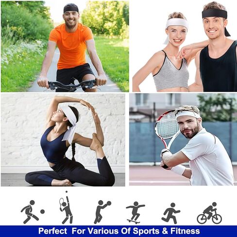Head Ties Headband for Men & Women (2 Pack) Sport Headbands Adjustable Hair Band Scarf Wrap Bandana for Tennis Basketball Soccer Running Workout Yoga Gym Cycling Fitness Under Helmet Liner Headwear in Saudi Arabia