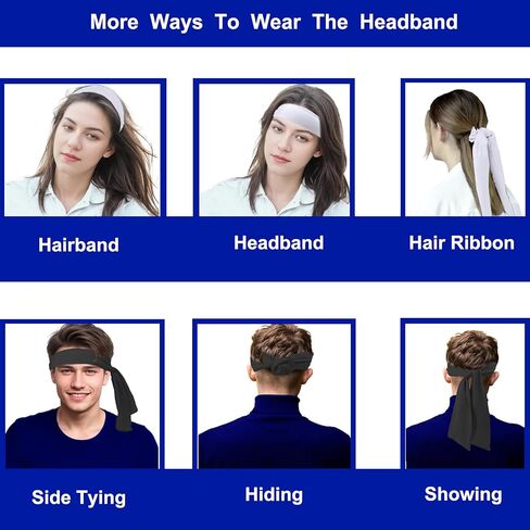 Head Ties Headband for Men & Women (2 Pack) Sport Headbands Adjustable Hair Band Scarf Wrap Bandana for Tennis Basketball Soccer Running Workout Yoga Gym Cycling Fitness Under Helmet Liner Headwear in Saudi Arabia