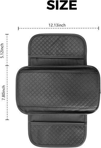 Upgraded Car Center Console Cover, Microfiber Leather Car Armrest Cover with 2 Storage Bags, Universal Console Armrest Cover Protector Pad Cushion for Most Car Vehicle Truck SUV (Black #) in Saudi Arabia
