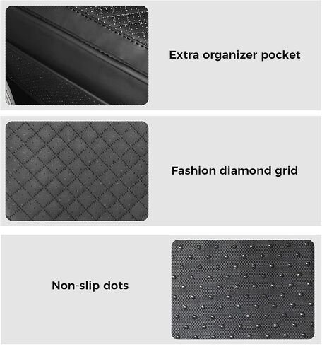 Upgraded Car Center Console Cover, Microfiber Leather Car Armrest Cover with 2 Storage Bags, Universal Console Armrest Cover Protector Pad Cushion for Most Car Vehicle Truck SUV (Black #) in Saudi Arabia