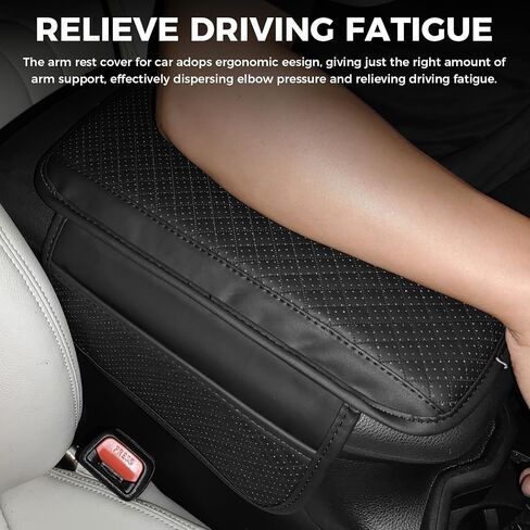 Upgraded Car Center Console Cover, Microfiber Leather Car Armrest Cover with 2 Storage Bags, Universal Console Armrest Cover Protector Pad Cushion for Most Car Vehicle Truck SUV (Black #) in Saudi Arabia