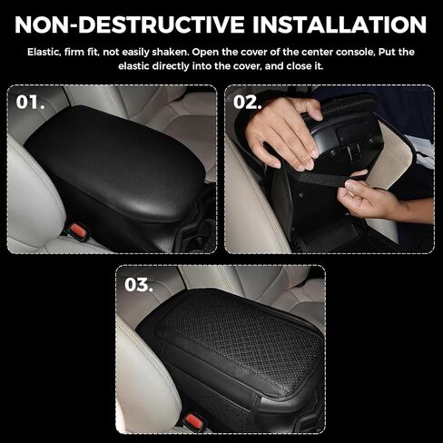Upgraded Car Center Console Cover, Microfiber Leather Car Armrest Cover with 2 Storage Bags, Universal Console Armrest Cover Protector Pad Cushion for Most Car Vehicle Truck SUV (Black #) in Saudi Arabia