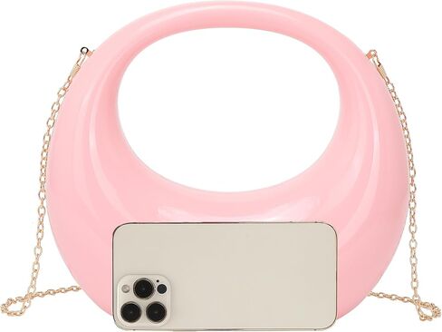 محفظة بمقبض أكريليك من LETODE للنساء حقيبة يد مسائية بمقبض علوي وحقيبة هوبو على شكل قمر in Kuwait