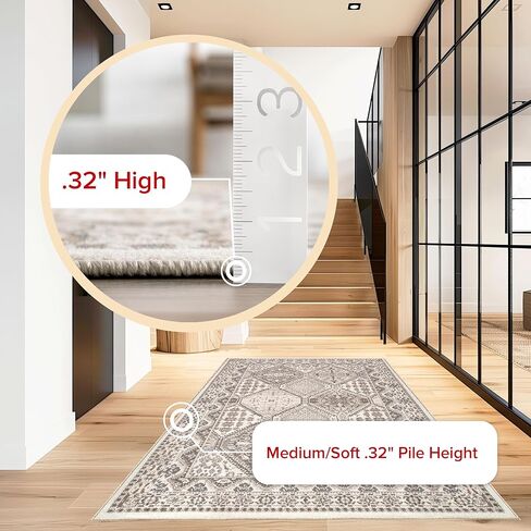 سجادة منطقة مبلطة تقليدية من nuLOOM مقاس 7x9 Becca، بيج، تصميم انتقالي باهت، مقاومة للبقع، لغرفة النوم، وغرفة الطعام، وغرفة المعيشة، والممر، والمكتب، والمطبخ، والمدخل in Kuwait