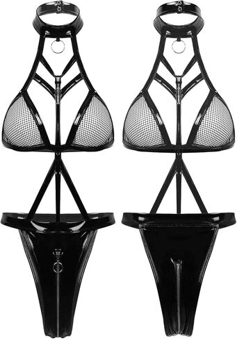 Sexy Harness Backless Mesh Sheer Bondage O Ring Choker Lingerie Teddy Bodysuit Top in Saudi Arabia