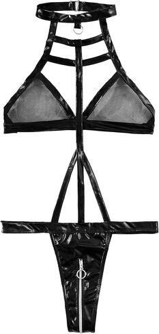 Sexy Harness Backless Mesh Sheer Bondage O Ring Choker Lingerie Teddy Bodysuit Top in Saudi Arabia