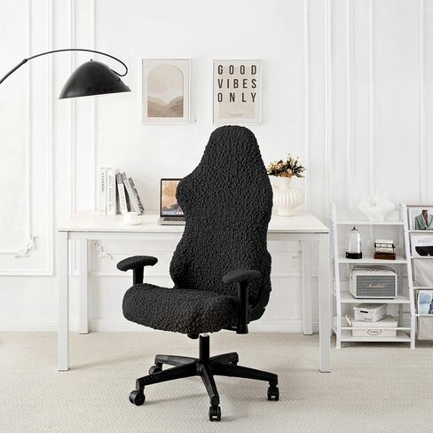 Gaming Chair Slipcovers, Office Chair Cover Strentch Computer Desk Chair Covers with Armrest Covers, Rotating Armchair Protector Covers, Black in Saudi Arabia