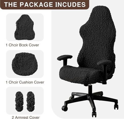 Gaming Chair Slipcovers, Office Chair Cover Strentch Computer Desk Chair Covers with Armrest Covers, Rotating Armchair Protector Covers, Black in Saudi Arabia