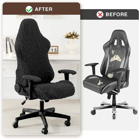 Gaming Chair Slipcovers, Office Chair Cover Strentch Computer Desk Chair Covers with Armrest Covers, Rotating Armchair Protector Covers, Black in Saudi Arabia