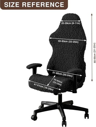 Gaming Chair Slipcovers, Office Chair Cover Strentch Computer Desk Chair Covers with Armrest Covers, Rotating Armchair Protector Covers, Black in Saudi Arabia