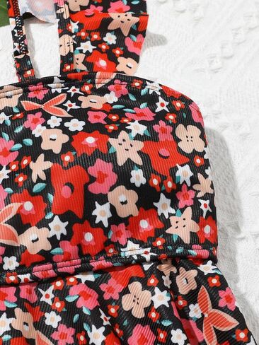 SOLY HUX Girl's Floral Print Ruffle Trim Bikini Swimsuit High Waisted 2 Piece Bathing Suit Swimwear in Saudi Arabia