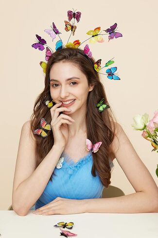 Gionforsy Butterfly Fascinator Headband Monarch Butterfly Crown Tea Party Halloween Costume Hairpin in Saudi Arabia