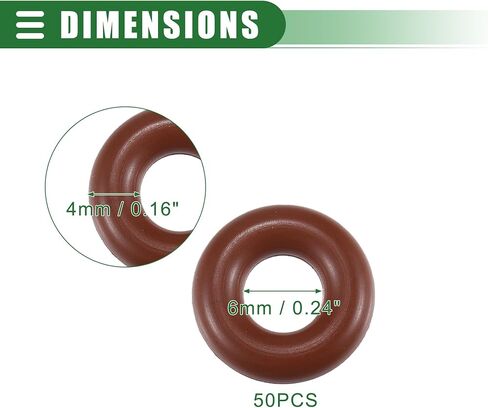 Motoforti Universal O Ring Seal Gasket, Orings Seal Washer Replacement for Plumbing Repair for Cars Trucks SUVs Trailers, 5mm ID x 4mm CS, High Temperature Resistant, Rubber, Brown, 50pcs in Saudi Arabia
