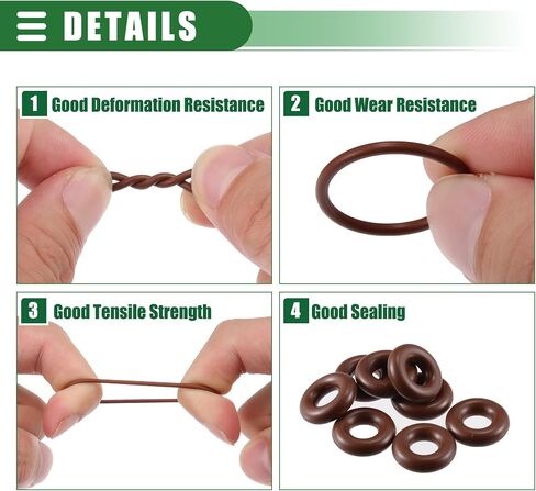 Motoforti Universal O Ring Seal Gasket, Orings Seal Washer Replacement for Plumbing Repair for Cars Trucks SUVs Trailers, 5mm ID x 4mm CS, High Temperature Resistant, Rubber, Brown, 50pcs in Saudi Arabia