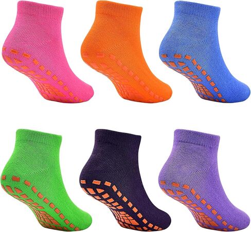 Non Slip Kids Socks Slipper Socks with Grips for Boys 2-13 Years Trampoline Train Home 6/12 Pairs in Saudi Arabia
