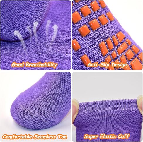 Non Slip Kids Socks Slipper Socks with Grips for Boys 2-13 Years Trampoline Train Home 6/12 Pairs in Saudi Arabia