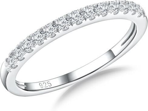 925 Sterling Silver Birthstone Rings for Women Wedding Band Created Gemstone Half Eternity Stackable Engagement Ring Anniversary Band Size 6 to 10 in Saudi Arabia