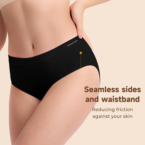 Women's Underwear Bamboo Bikini Panties Moisture-Wicking Hipter Seamless Stretchy Briefs Breathable Underwear 6-pack in Kuwait