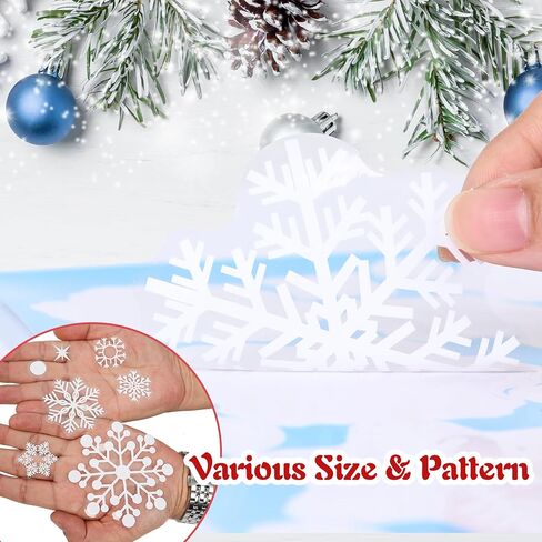 510Pcs Snowflake Window Clings, 10 Sheets Christmas Window Clings, White Window Stickers, Double-Sided Reusable Window Decals for Glass Windows in Saudi Arabia