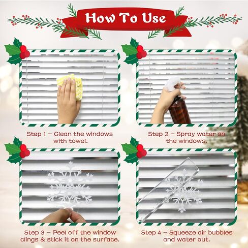 510Pcs Snowflake Window Clings, 10 Sheets Christmas Window Clings, White Window Stickers, Double-Sided Reusable Window Decals for Glass Windows in Saudi Arabia