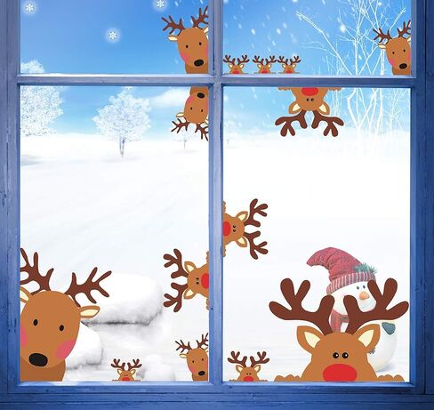 Snowman Face Stickers Snowman Decals Christmas Wall Decals Snowman Faces Decals Refrigerator Wall Stickers Window Cling Decal Lovely Snowman Face Art Wall Decor Christmas Decorations in Kuwait