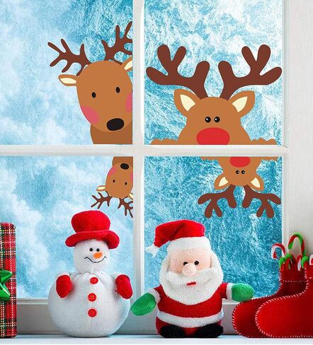 Snowman Face Stickers Snowman Decals Christmas Wall Decals Snowman Faces Decals Refrigerator Wall Stickers Window Cling Decal Lovely Snowman Face Art Wall Decor Christmas Decorations in Kuwait