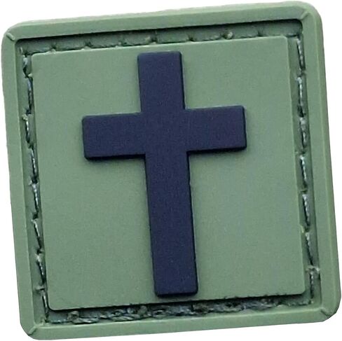 Mini 1x1 Christian Patch PVC American Flag Patch متوافق مع بقع الفيلكرو المسيحية لحقائب الظهر التصحيح المسيحي للقبعات PVC التصحيح بقع الروح المعنوية المسيحية للقبعات (OD الأخضر) in Kuwait